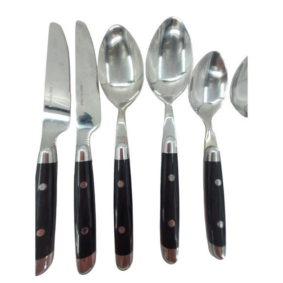 Cambridge Silversmiths Jubilee Black Handle Flatware Set Service‎ for 2 1-2 - Picture 6 of 12